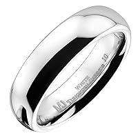 Classic Mirror Polished White Tungsten Carbide 2mm to 10mm COMFORT FIT Wedding Band Ring