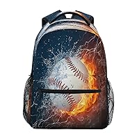 Baseball Water Fire Backpacks Travel Laptop Daypack School Bags for Teens Men Women, one-size(A01e18010)