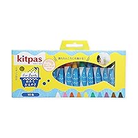 Kitpas English Label Bathtub Crayons 10 Colors with Sponge, For Kids Ages 3+, Bright Colors, Erasable with a Wet Sponge