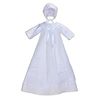 Baby Girls' Long Sleeves Satin Christening Gown And Bonnet