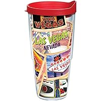 Tervis Nevada - Las Vegas Collage Tumbler with Wrap and Red Lid 16oz, Clear