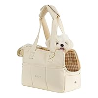 Dog Carrier for Small Dogs Rabbit cat with Large Pockets, Cotton Bag, Dog Carrier Soft Sided, Collapsible Travel Puppy Carrier (Beige, 17“L * 7.5”W * 12“H)