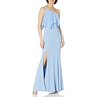 EVE STRETCH CREPE ILLUSION BACK MERMAID LONG GOWN DRESS