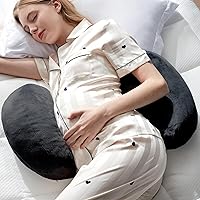 DOWNCOOL Pregnancy Pillow, Maternity Pillow for Pregnant Women, Black Pregnancy Pillows for Sleeping with Removable Cover,Support for Back, Belly, Legs