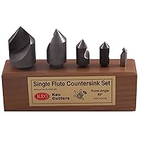 KEO 50059 Cobalt Steel Single-End Countersink Set, Uncoated (Bright) Finish, Single Flute, 90 Degree Angle, 1/4