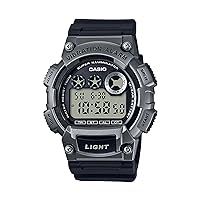 Casio Men's 'Super Illuminator' Quartz Resin Casual Watch, Color:Black (Model: W-735H-1A3VCF)