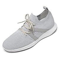 CHAMARIPA Men Elevator Sneakers Sports Shoes Mesh Lace up Shoes Light Weight Height Increasing Shoes Hidden Heel Trainers