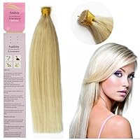 16''-22'' Real Remy Keratin Stick tip Human Hair Extensions Straight Fusion I-tip Hair Extensions 1g/s(20''100s,#60 White Blonde)