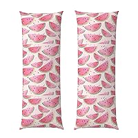Watermelon Fresh Fruit Print Pillow Cover Long Pillow Case,20x54in Hair and Skin,Coffee Party, Hotel Quality
