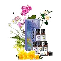 6 * 10ml Essentials Blends Fragrance Oil Set for Home Diffuser Refill Candles Slime Soap Making Car Laundry Scent DIY Oil White Tea, Ylang Ylang,Geranium, Freesia, Magnolia, Chamomile Oil