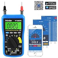 Digital Multimeter,INFURIDER YF-90EPD Auto-ranging Voltmeter Avometer DMM with Bluetooth Connection Via Phone for AC&DC Voltage, AC & DC Current,Resistance,Cap,Temp,Hz,Battery Test Electrical Tester