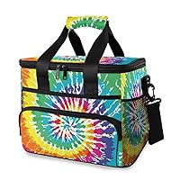 ALAZA Colorful Tie Dye Large Cooler Bag Lunch Box Leakproof for Outdoor Travel Hiking Beach