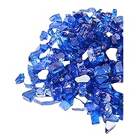 GASPRO 30-Pound Fire Glass – 1/2 Inch Reflective Tempered Fireglass with Fireplace Glass and Fire Pit Glass, Cobalt Blue Reflective
