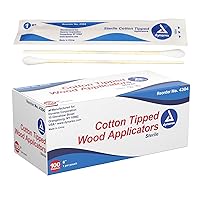 Dynarex 6-Inch Sterile Cotton Tipped Applicators - Single-Use Wooden Cotton Tip Applicators for Wound Care & Dressing, Hygiene, Makeup, Cleaning - 1 Box of 100 Pouches, 1 per Pouch
