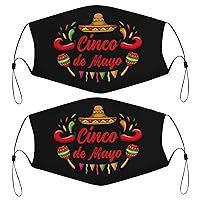 Mexico Cinco De Mayo Kids Face Mask Set Of 2 With 4 Filters Washable Reusable Adjustable Black Cloth Bandanas Scarf Neck Gaiters For Adult Men Women Fashion Designs