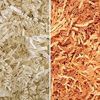 MagicWater Supply - Light Ivory & Yellow Orange (2 LB per color) - Crinkle Cut Paper Shred Filler great for Gift Wrapping, Basket Filling, Birthdays, Weddings, Anniversaries, Valentines Day