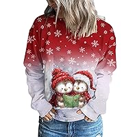 Christmas Elegant Tops For Women Loose Fit Pullover Sweatshirt Crew Neck Trendy Shirt Long Sleeve Casual Clothes