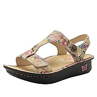 Alegria Womens Kerri - Timeless Comfort, Arch Support and Travel Style - Casual Open Toe T-Strap Platform Leather Sandal