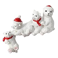 Arctic Animals Figurines White Polar Bear Status Winter Christmas Party Tabletop Window Sill Ornament Cute Decor