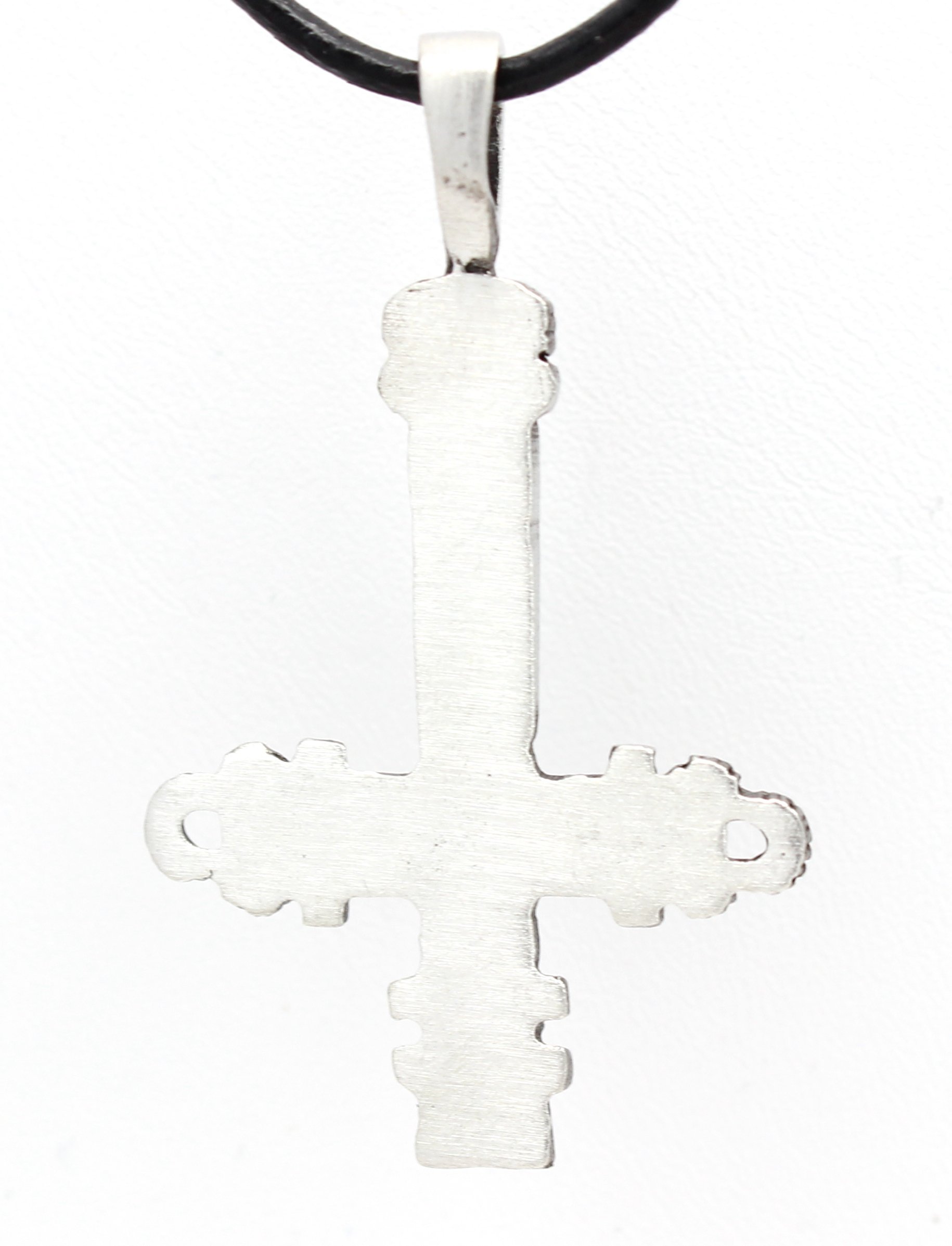 Trilogy Jewelry Pewter Inverted Gothic St. Peter's Cross Pendant on Leather Necklace