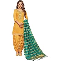 Patiyala Style Indian Pakistani Salwar Kameez Banarasi Silk With Gotta Work Ready To Wear