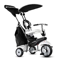Vanilla Plus 4 in 1 Adjustable Kids Baby and Toddler Tricycle Push Bike Ride On Toy for ages 15 Months to 3 Years, Black and White