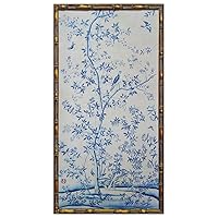 HongFengtang Chinese Rice Paper Print China Flower And Bird Bamboo Frame 19.5 X 35.8 Inches (B)