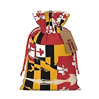 NEZIH Maryland Flag Print Xmas Drawstring Gift Bags Xmas Favor Bags Christmas Presents Party Supplies Favors