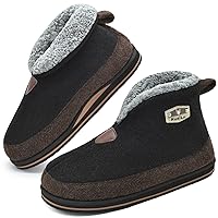 KuaiLu Mens Winter Slippers Memory Foam Slipper Boots for Men Cozy Felt Wool House Booties with Warm Sherpa Plush Lining Non-slip Rubber Sole Indoor Outdoor 7-14