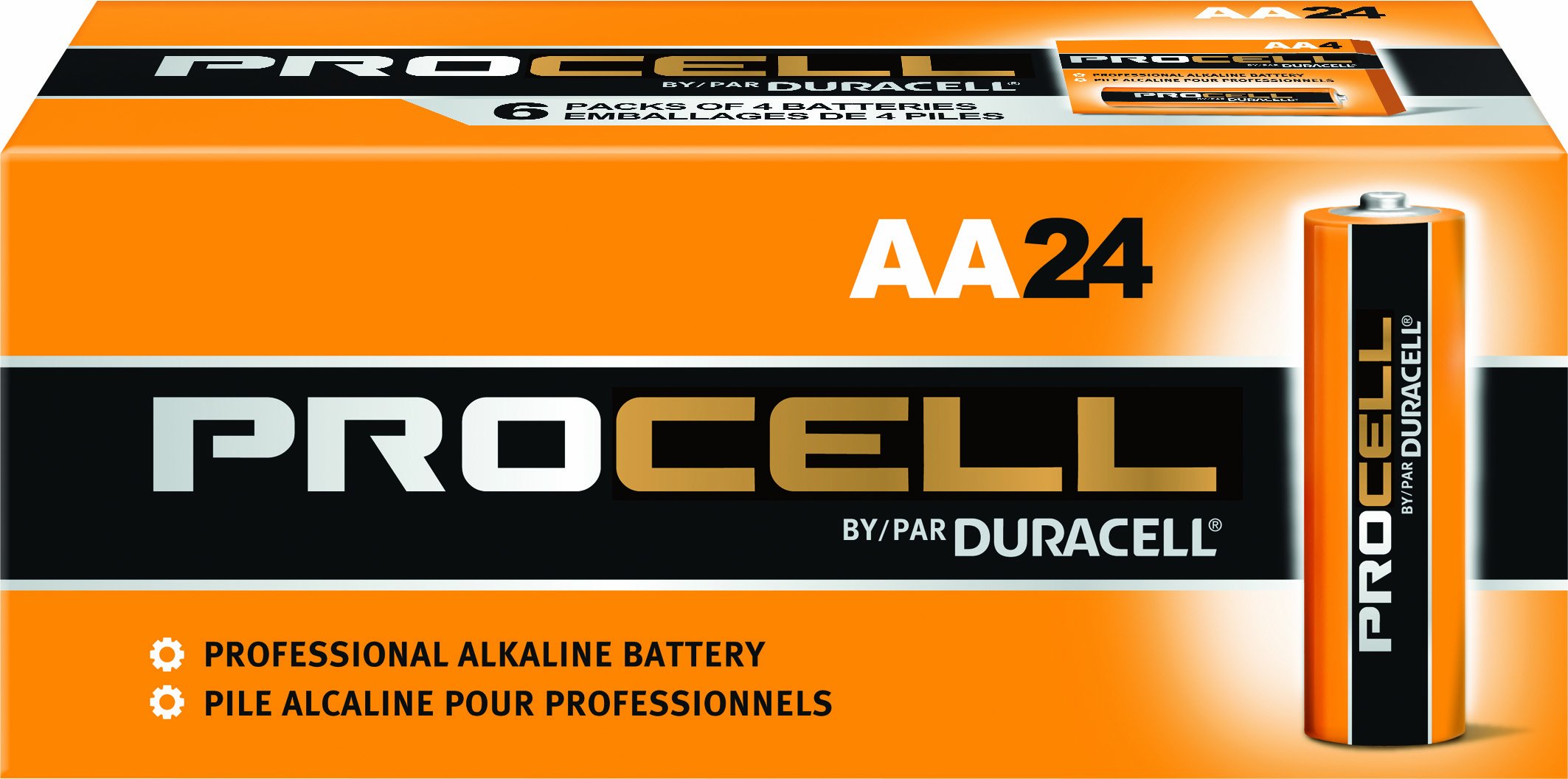 Duracell PC1500BKD09 Procell Alkaline-Manganese Dioxide Battery, AA Size, 1.5V (Pack of 24)
