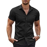 COOFANDY Men's Button Down Shirt Short Sleeve Casual Shirt for Men Summer Business Casual Dress Shirt