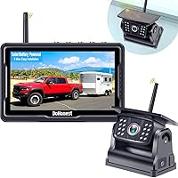 Wireless Backup Camera Solar Magnetic: Portable Cordless Scratch-Proof Truck Trailer Hitch Rear View Camera HD 1080P No Wiring No Drilling Rechargeable 5'' Monitor Kit for Car RV Camper - DoHonest V35