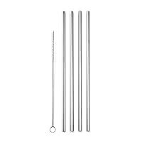 Stainless Steel Straws with Cleaning Brush | Non-Toxic | Environmentally Friendly | Great for Smoothies, Cocktails (Four 8.5