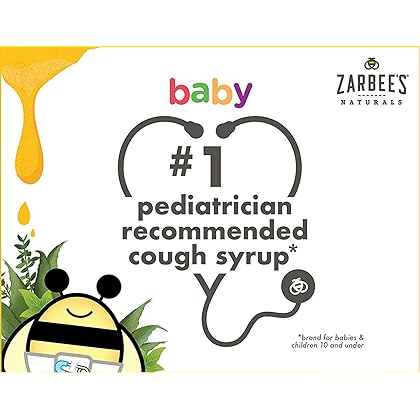 Zarbee's Children's Cough Syrup + Mucus with Dark Honey, Vitamin C, Zinc & Ivy Leaf Extract, Drug & Alcohol-Free, Cherry Flavor, 2Fl Oz