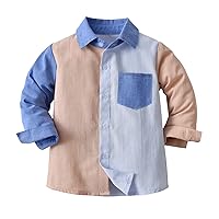 Toddler Boys Long Sleeve Winter Shirt Tops Coat Outwear For Babys Clothes Patchwork Colours Blue Plain Cotton Tops