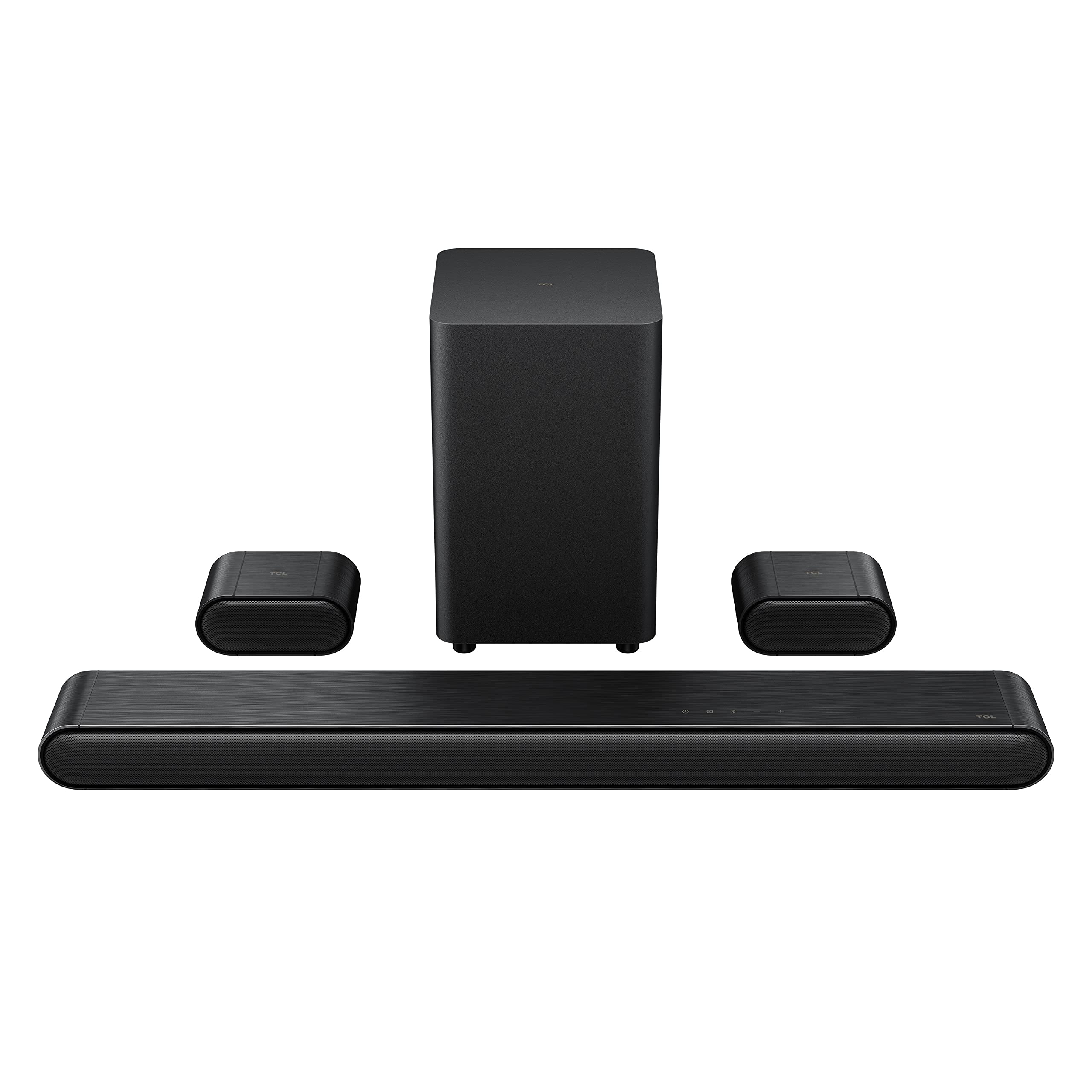 TCL 5.1ch Sound Bar with Wireless Subwoofer (S4510, 2023 Model), Built-in Center Channel, 2 Rear Surround Sound Speakers, Dolby Audio, DTS Virtual:X, Bluetooth, Wall Mount/HDMI Cable Included,Black