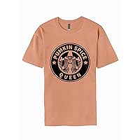 Ma Croix Mens Graphic Coffee Pumpkinspice Queen Witch Halloween Graphic Crew Neck Tee Shirt