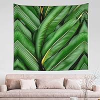 YJxoZH Banana Leaf Green Print Aesthetic Tapestry Wall Hanging for Room,Wall Hanging for Living Dorm,Home Decor Tapestry