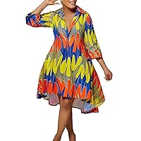 XJYIOEWT Spring Sundresses for Women 2024 Long, Women's Casual Loose Shirt Dresses Printed Dresses Nightclub Wear Midi