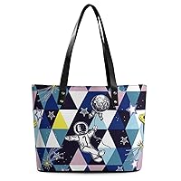 Womens Handbag Geometric Space Leather Tote Bag Top Handle Satchel Bags For Lady
