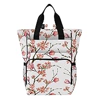Flowers Magnolia Flower Diaper Bag Backpack for Mom Dad Large Capacity Baby Changing Totes with Three Pockets Multifunction Baby Essentials for Travelling Shopping