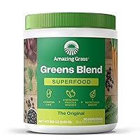 Amazing Grass Greens Superfood Blend with Organic Spirulina, Digestive Enzymes, Greens Blend Superfood Smoothie Mix, 100+30 Servings