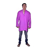 Lakkar Haveli Indian Men Shirt Wedding Wear Casual Tunic Ethnic Pink Color Kurta Plus Size