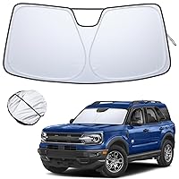 TOPINSTALL Foldable Windshield Sunshade Compatible with 2021-2024 Ford Bronco Sport Accessories, Front Window Sun Protector with Storage Pouch Thicker Reflective Polyeste (Not for Full Size Bronco)