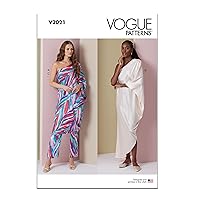 Vogue Misses' Loose One-Shoulder Dress and Fitted Pants Sewing Pattern Packet, Design Code V2021, Sizes S-M-L-XL, Multicolor