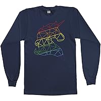 Threadrock Men's Rainbow Geometric Unicorn Long Sleeve T-Shirt