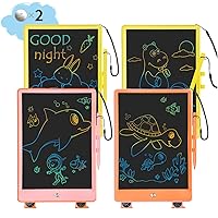 LCD Writing Tablet, 4 Pack 10 Inch Colorful Drawing Pad for Kids, Reusable Doodle Board with Erase Button (Combination-Color& 2Yellow)
