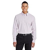 CrownLux Performance™ Men's Micro Windowpane Shirt XL BURGUNDY/ WHITE