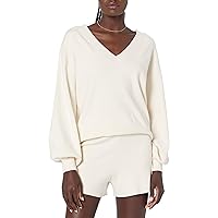 The Drop Women's Mia Bell-Sleeve Deep V-Neck Supersoft Sweater