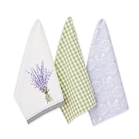 DII Cotton Kitchen Towel Set Lightweight & Fast-Drying Dish Towels, 18x28, Lavender Bouquet, 3 Piece
